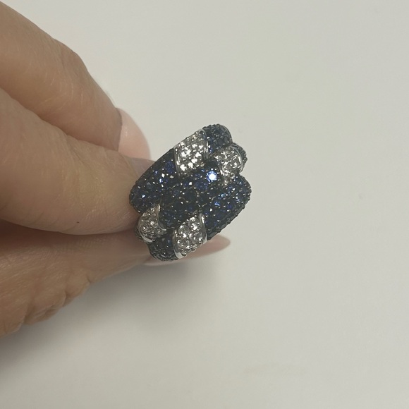 Suzy Levian Blue Sapphire Created White Sapphire Ring NWT - Picture 3 of 5